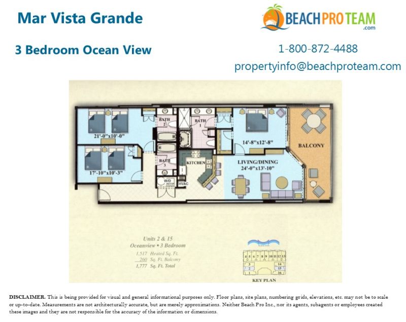 Mar Vista Grande Floor Plan 2 & 15 - 3 Bedroom Ocean View